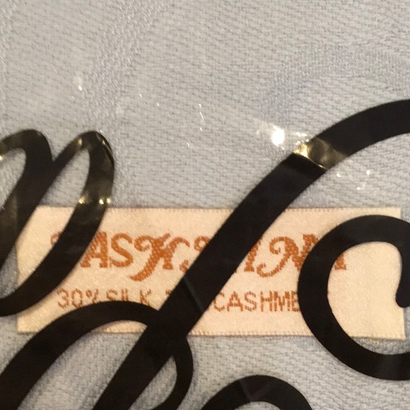 Authentic Pashmina Cashmere/Silk Wrap Blue Shawl Scarf Stole - Picture 4 of 7